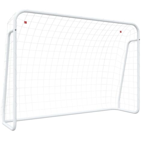 But de football et filet blanc 214x75x152 cm acier et polyester CFW263823