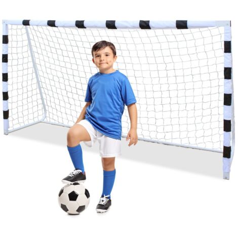 But de football portable pour enfants avec filet - Dimensions 305 x 91,5 x 201 cm - Idéal pour jardin et parc - Noir Blanc