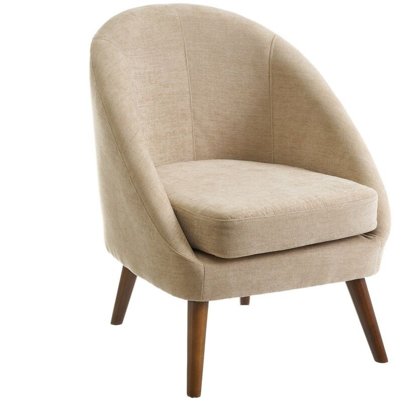 

Butaca beige con brazos de chenilla y madera de 60x67x74 cm
