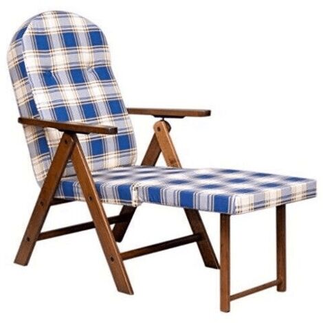 Butaca Amalfi con reposapiés tartán azul