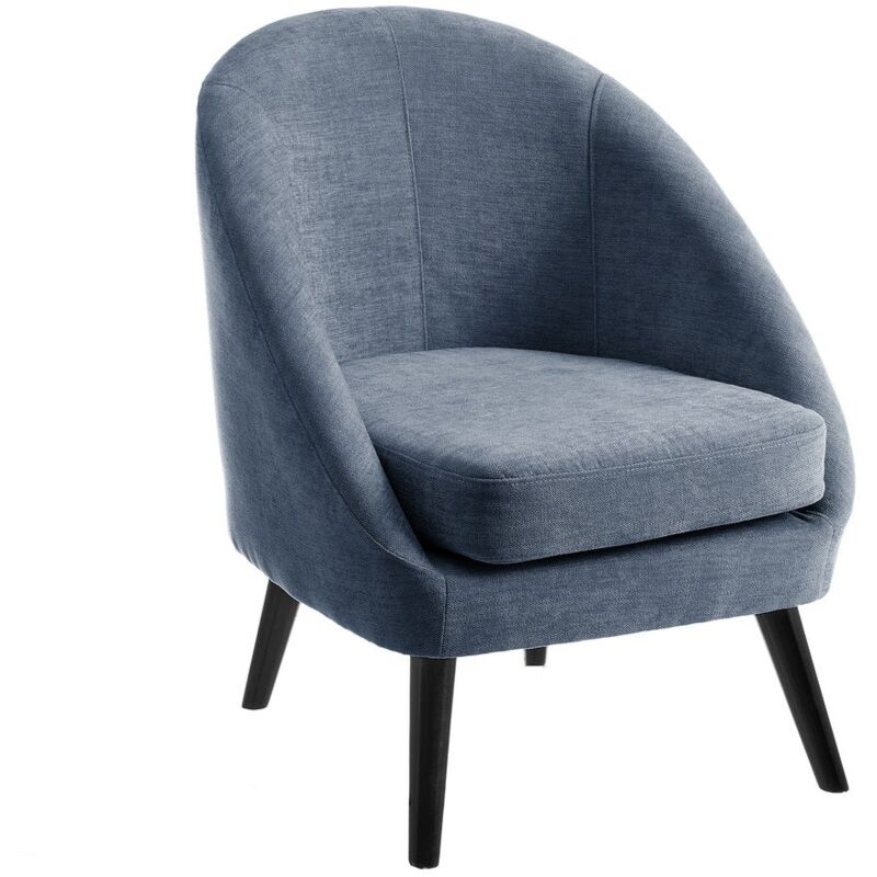 

Lolahome - Butaca azul con brazos de chenilla y madera de 60x67x74 cm