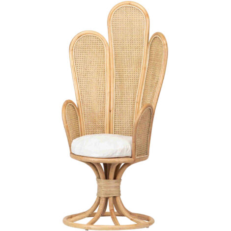 Butaca C/ Cojin Ratan Blanco Marron 70X70X147 Cm