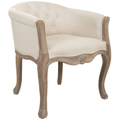 Butaca de madera tapizada blanca 61x61x71