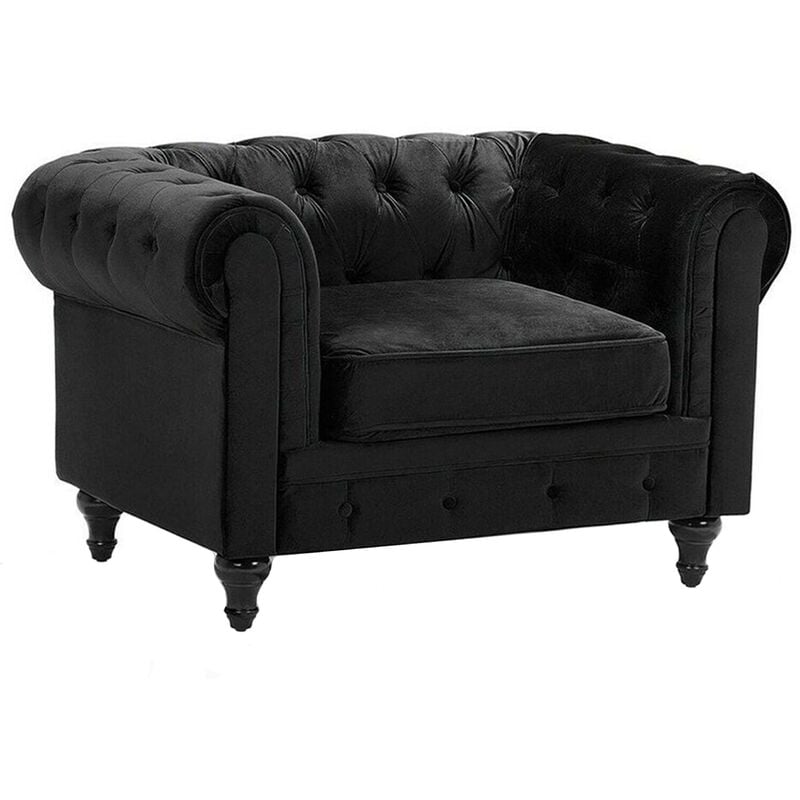 

Sillón de terciopelo negro CHESTERFIELD