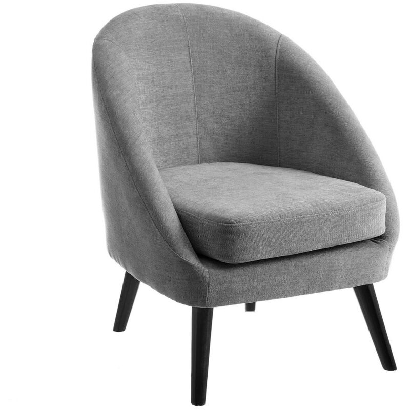 

Butaca gris con brazos de chenilla y madera de 60x67x74 cm