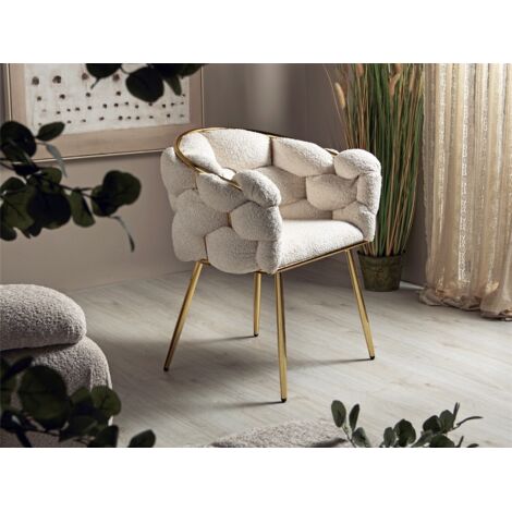 Butaca Laysan Rizo Suave Blanco C/Patas Oro 74X54X80 Cms