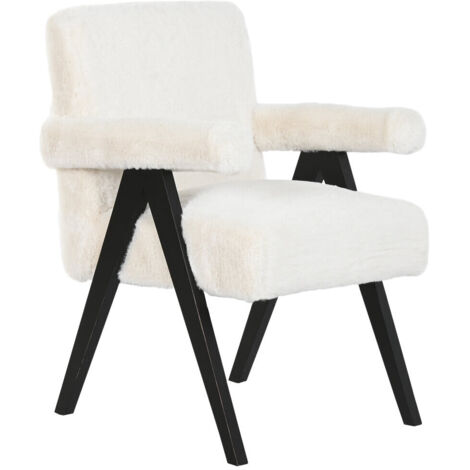 Butaca Madera 54X64X86 Pelo Blanco