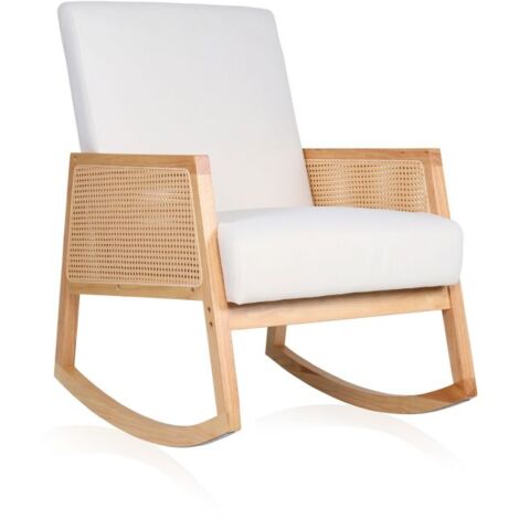 Butaca Mecedora Ember Crema - Ratán 65cm (ancho) x 98cm (alto)