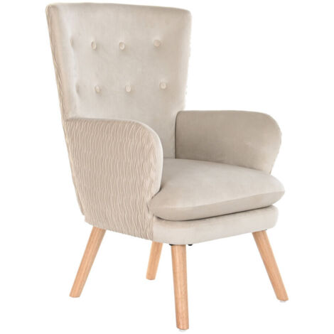 Butaca Poliester Madera 67X70X95 Beige