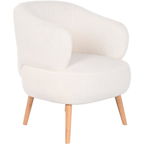 Butaca Poliester Madera 70X70X80 Borreguito Blanco