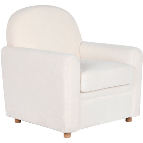 Butaca Poliester Madera 79X72X86 Borreguito Blanco