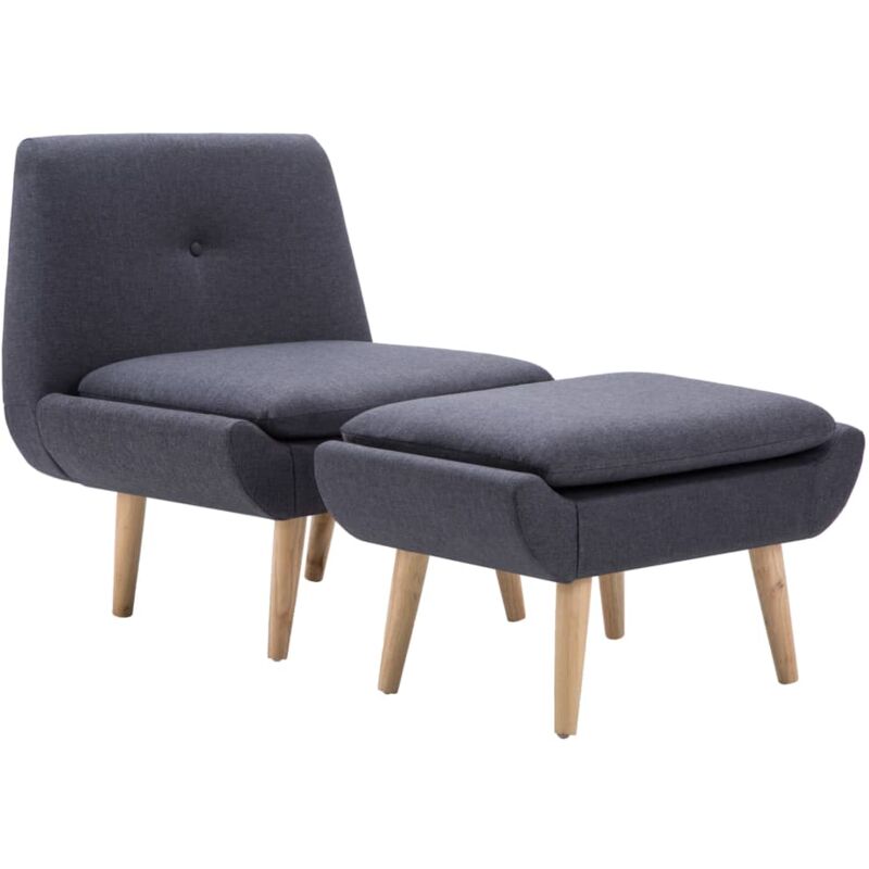 

Butaca Tapizada de Tela con Reposapiés Gris Oscuro - Gris - Vidaxl