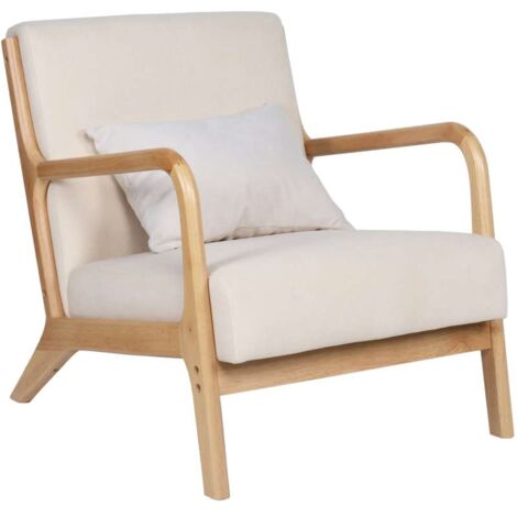 Butaca Tokio microfibra beige/madera, 65 cm(ancho) 83 cm(altura) 72 cm(fondo)