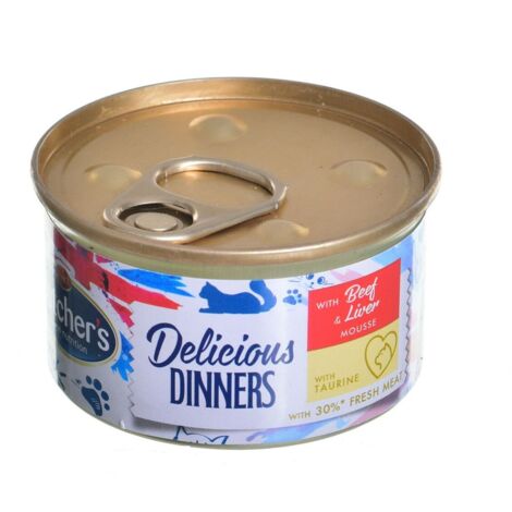 Butcher's Delicious Dinners, cibo per gatti, con manzo e fegato, mousse 85 g