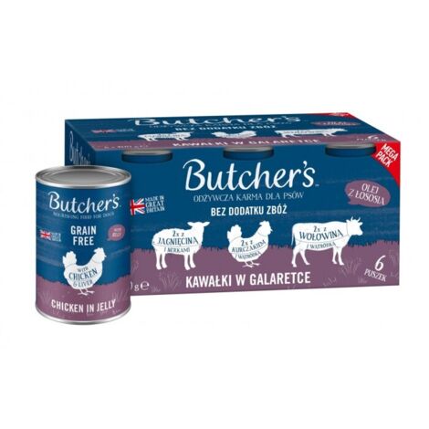 BUTCHER'S Original Mega pack mix di bocconcini in gelatina - cibo umido per cani - 24x400g (4x(6x400g))