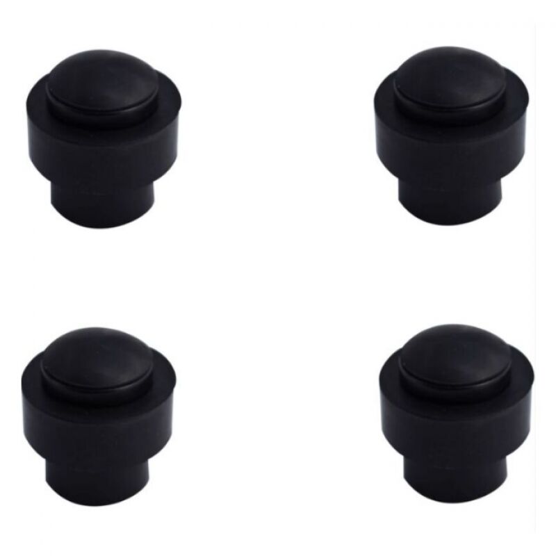 Butée de porte Alu noir lot de 4, 43x46 mm butée de porte en caoutchouc en acier inoxydable sans perforation, butée de porte tampon, butée de porte