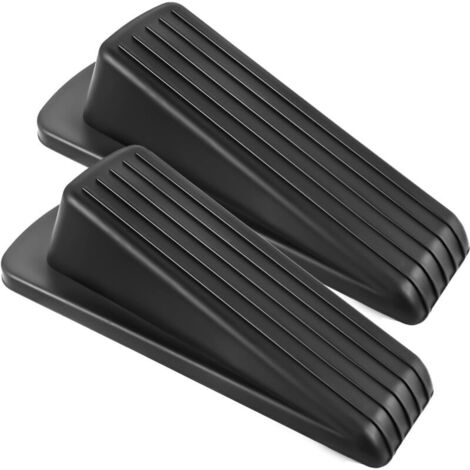 Butée de porte au sol, cale de porte en caoutchouc de qualité supérieure, butée de porte robuste et empilable pour sols, convient aux portes lourdes (noir, lot de 2)