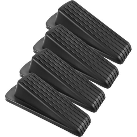 Butée de porte au sol, cale de porte en caoutchouc de qualité supérieure, butée de porte robuste et empilable pour sols, convient aux portes lourdes (noir, lot de 4)