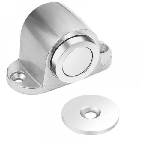 Butée de porte avec ressort et aimant, adaptée aux portes robustes, argentée, ventouse pour une fixation au sol sans impact, aimant puissant, butée de porte anti-collision.