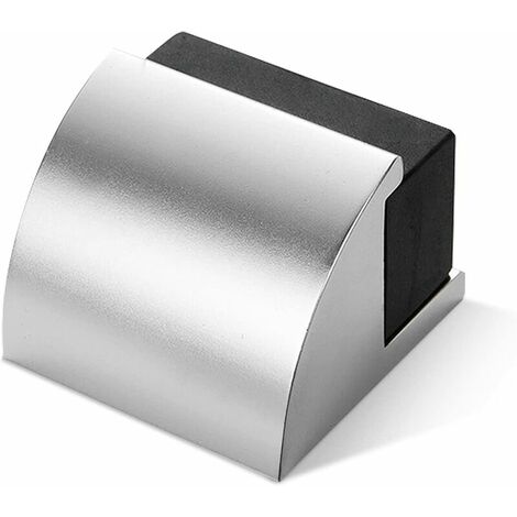 Butée de porte, butée de porte en caoutchouc noir, butée de porte moderne en chrome argenté, butée de porte en métal solide, protection murale avec pare-chocs et fixations, 1 paquet