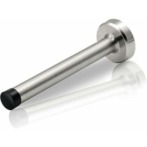 Butée de porte de 15 cm pour plinthes, en acier inoxydable robuste, fixation murale, avec amortisseur de bruit en caoutchouc chromé argenté.