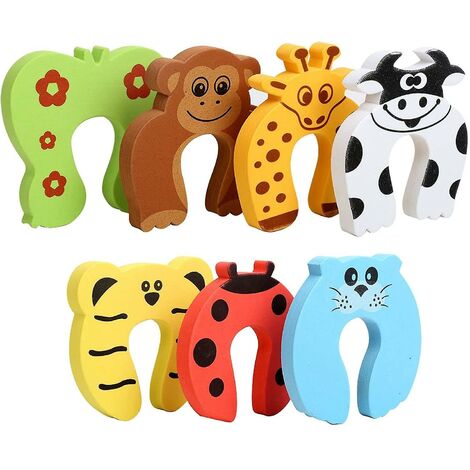 Butée de porte de sécurité pour bébé, coussin pour enfants butée de porte en mousse colorée pour animaux protège-doigts butées de porte mignonnes (paquet de 7)