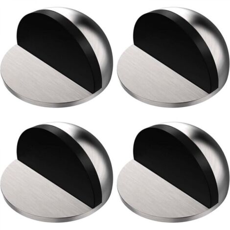 Butée de porte de sol en acier inoxydable 4 pièces, butée de porte demi-lune ovale montée au sol, butée de porte avec colle 3M, auto-adhésive, protège vos murs contre les dommages causés par les vis,