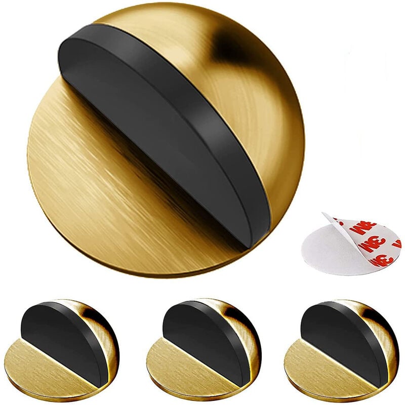 Fei Yu - Butée de porte de sol en acier inoxydable, lot de 4 butées de porte de sol, autocollantes avec vis et adhésifs, convient à tous les sols