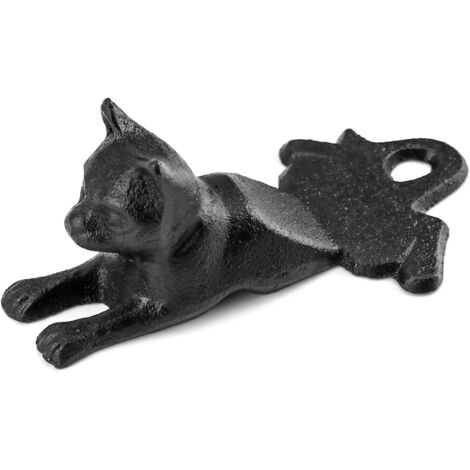Butée de porte en fer, utilisée pour la salle de bain de la chambre et la décoration de la porte extérieure Cale d'arrêt de chat de porte antirouille vintage, noir