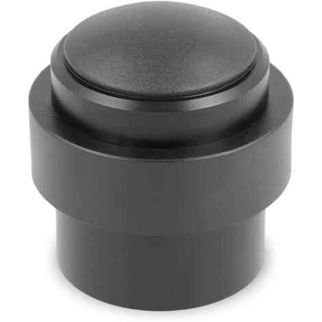 Butée de porte intérieure - 60 mm de hauteur - fixation par vis - vis à bois incluses - avec patin en caoutchouc antidérapant (noir)