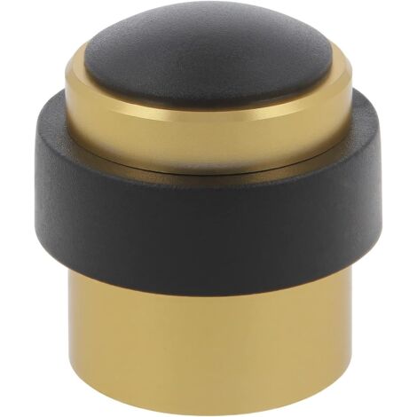 Butée de porte intérieure - 60 mm de hauteur - fixation par vis - vis à bois incluses - avec patin en caoutchouc antidérapant (or)