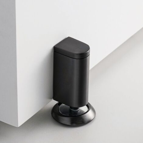 Butée de Porte Magnétique Anti-Vent Lot 1 Course 0-20 mm Fixation Adhésif ou Vis Noir Sans Perçage