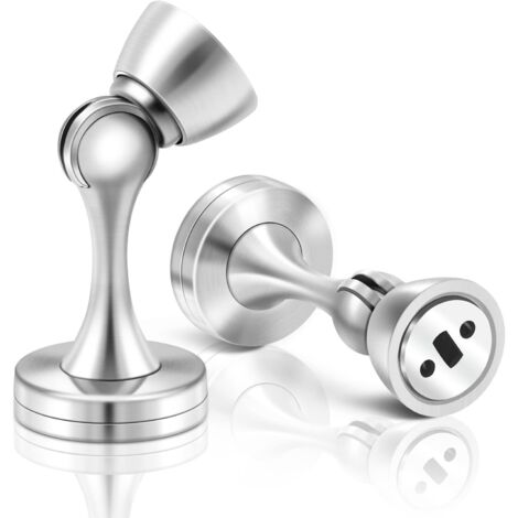 Butée de porte magnétique en acier inoxydable pour plinthes, extérieur, terrasse, jardin, porte coupe-feu - Chrome argenté