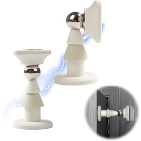 Butée de porte magnétique en silicone anti-collision – Fixation murale ou au sol, sans perçage, silencieuse et robuste – Lot de 4