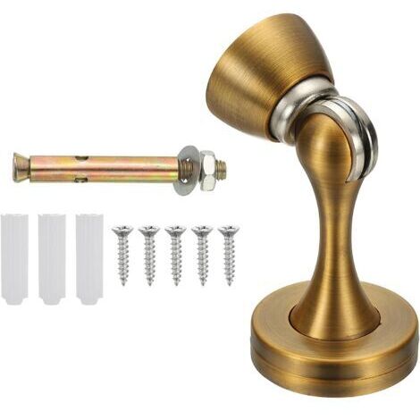 Butée de porte magnétique, support de porte en alliage de zinc, protection murale avec vis, couleur laiton