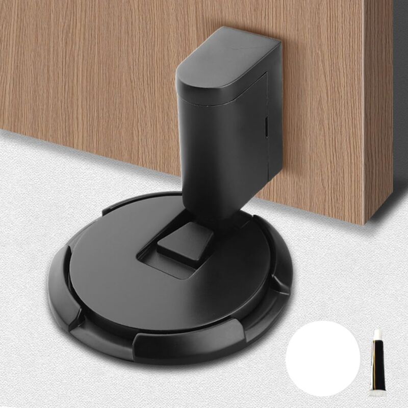 Butée de porte magnétique, Upgrade Door Stopper en nickel satiné brossé, loquet de porte magnétique invisible avec adhésif, butée de porte en acier