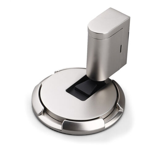 Butée de porte mécanique en métal, fixation au sol robuste pour porte intérieure, finition nickel brossé