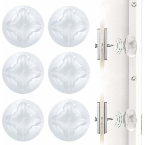 Butée de Porte murale, Arrêts de portes,Stop-portes, Butée de poignée de porte, 6 pièces, Autocollant, en caoutchouc transparent, protection murale