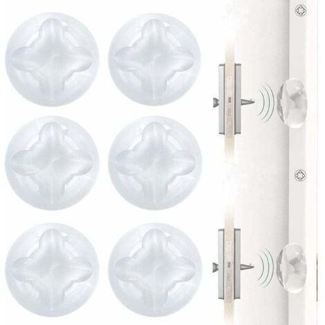 Butée de Porte murale, Arrêts de portes,Stop-portes, Butée de poignée de porte, 6 pièces, Autocollant, en caoutchouc transparent, protection murale