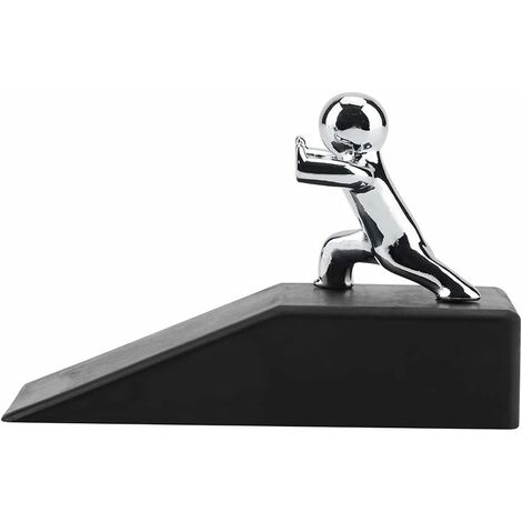 Butée de Porte Noire, Cale de Porte Sol Arrêts de Portes en Caoutchouc Antidérapant Door Stopper Décoratifs pour Maison, Bureau, Chambre d'enfant, 3.94 x 2.36 in,146g