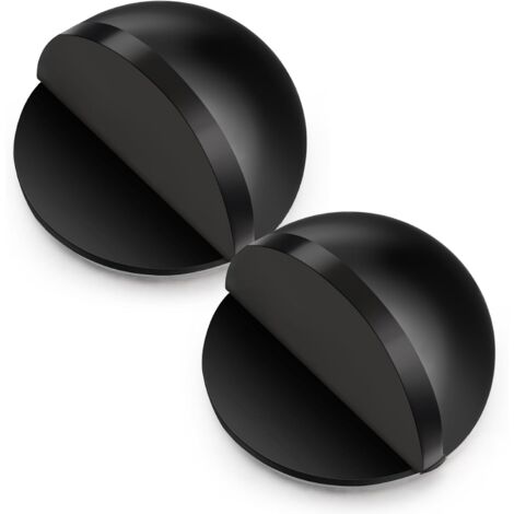 Butée de porte semi-circulaire en acier inoxydable avec patin en caoutchouc sans perçage - noir (lot de 4)
