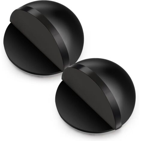 Butée de porte semi-circulaire en acier inoxydable avec patin en caoutchouc sans perçage - noir (lot de 4)