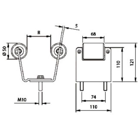 Butée réglable nylon pour coulissants – Écartement réglable – Fixation murale – Pour installations spécifiques – 53-76mm – Comunello