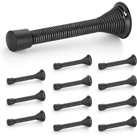 Butées de porte, lot de 12, Noirs, à ressort, avec butée en caoutchouc, pour le bas de la porte