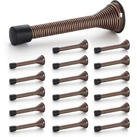 Butées de porte, lot de 18, bronze, à ressort, avec butée en caoutchouc, pour le bas de la porte
