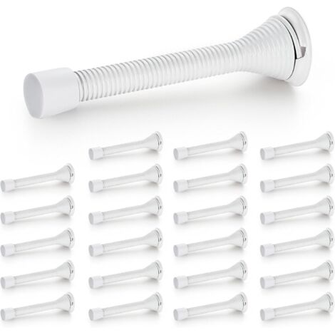 Butées de porte, lot de 24, Blanc, à ressort, avec butée en caoutchouc, pour le bas de la porte