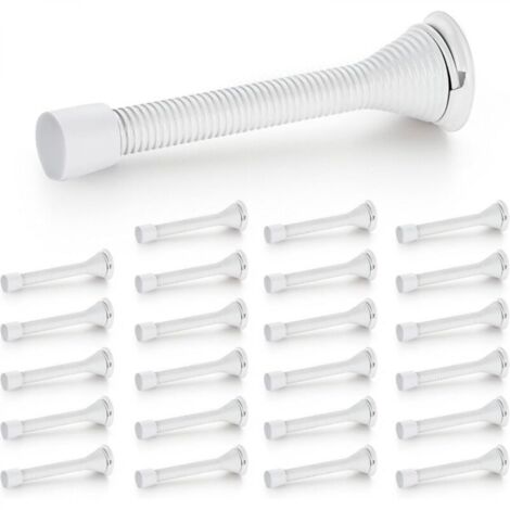 Butées de porte, lot de 24, Blanc, à ressort, avec butée en caoutchouc, pour le bas de la porte