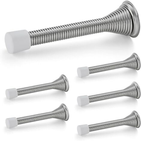 Butées de porte, lot de 6, à ressort avec butée en caoutchouc, en nickel satiné pour le bas de la porte