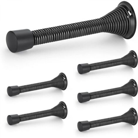 Butées de porte, lot de 6, Noir, à ressort, avec butée en caoutchouc, pour le bas de la porte
