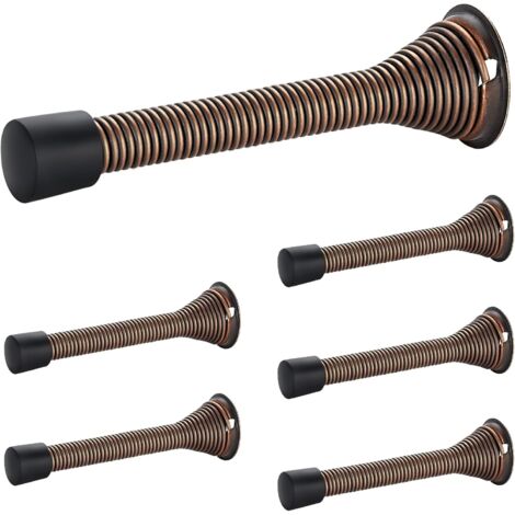 Butées de porte, lot de 6,bronze, à ressort, avec butée en caoutchouc, pour le bas de la porte